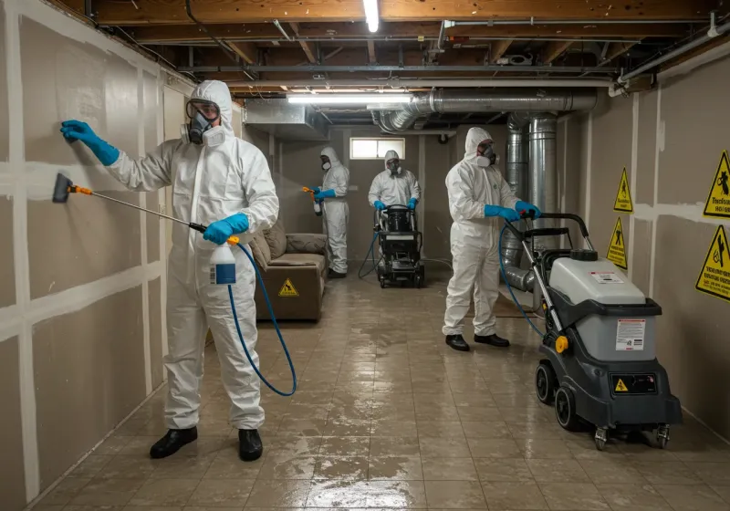 Basement Moisture Removal and Structural Drying process in Fortville, IN